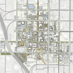 Schematic Plan drawing for a 30 year build out for the Granary District, by the Art & Craft Production group at the Urban Design Studio at the University of Utah.