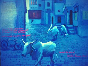 "Blue City of Rajasthan," oil painting by Katheryn Stott, sister of the poet Laura Stott, featured today in SUNDAY BLOG READ