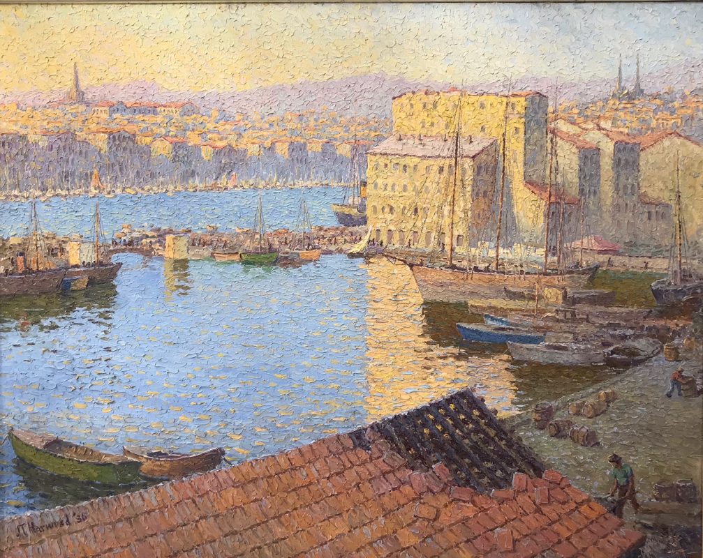 Harbor scene by J.T. Harwood, part of the Logan School District collection.