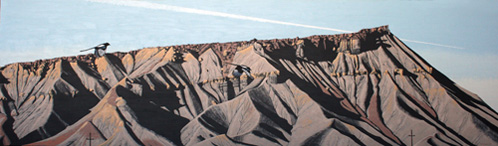 "Cap Rock Ridge at Crescent Junction" by Mark Knudsen, acrylic, 2' X 7' 