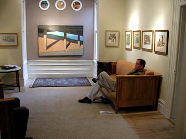 David Ericson relaxes in the comfortable and spacious setting of his new gallery at 418 South 200 West in Salt Lake City.