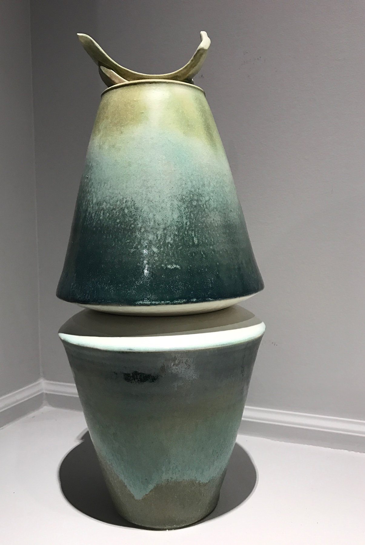 “Patina Vase/Urn” by Barbara Ellard, 2017, high fired ceramic, 15 × 6.75 in