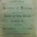 Catalog cover from the 1894 exhibition of the Society of Utah Artists. Society of Utah Artist Records Box 1, Folder 1, Special Collections J. Willard Marriott Library, The University of Utah.