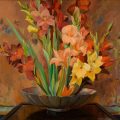Florence Ellen Ware, American, Bowl of Gladiolus, undated, oil on canvas. From the Permanent Collection of the Utah Museum of Fine Arts, gift of Timothy C. Hoiles